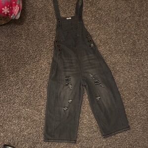 Distressed Gray Overalls